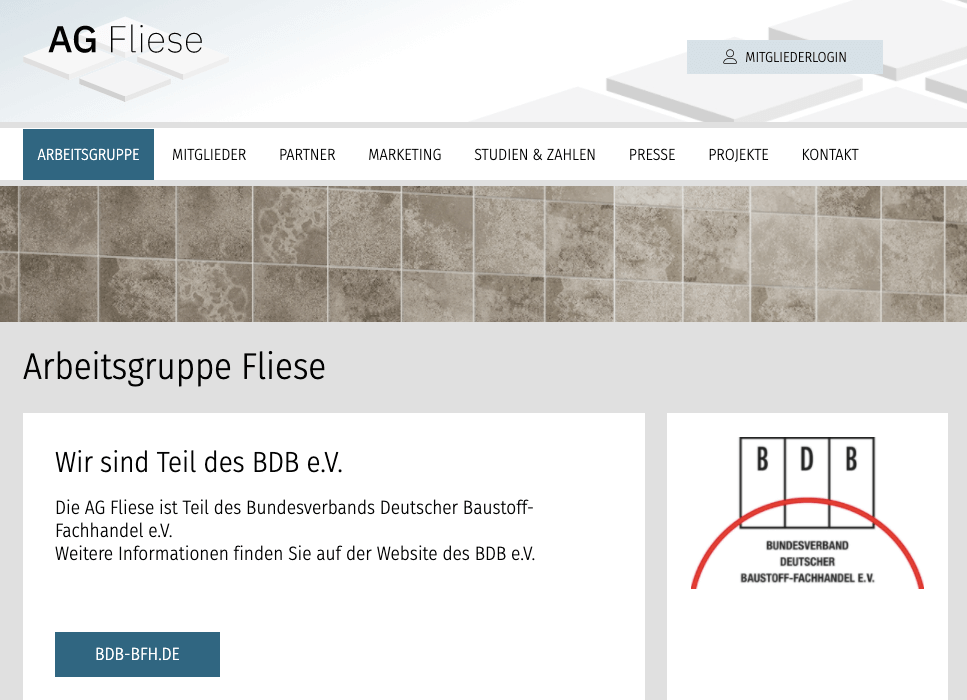 Bei der AG Fliese tut sich was, neue Homepage veröffentlicht
